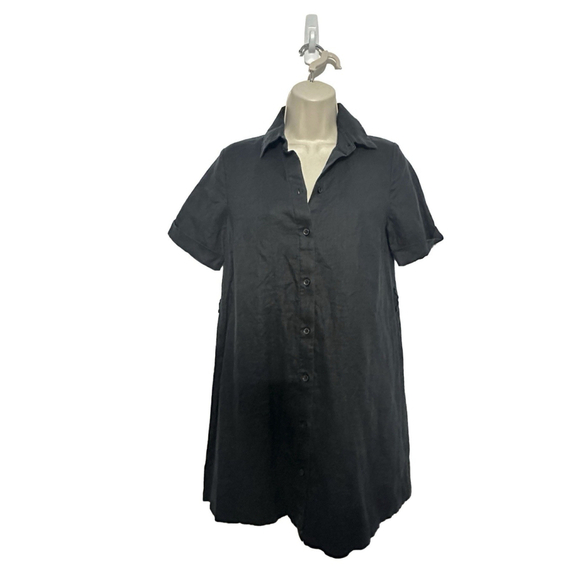 Wilfred Aritzia 100% Organic Linen Shirt Dress size XS Black Beach Office Preppy - Picture 2 of 10